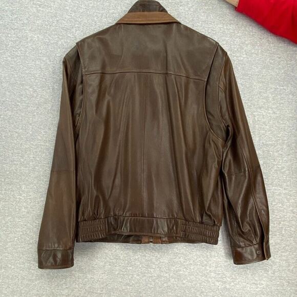 Cremieux Lambskin Jacket Mens Large Brown Bomber Flight Zip Bib Double Collar - Picture 16 of 16